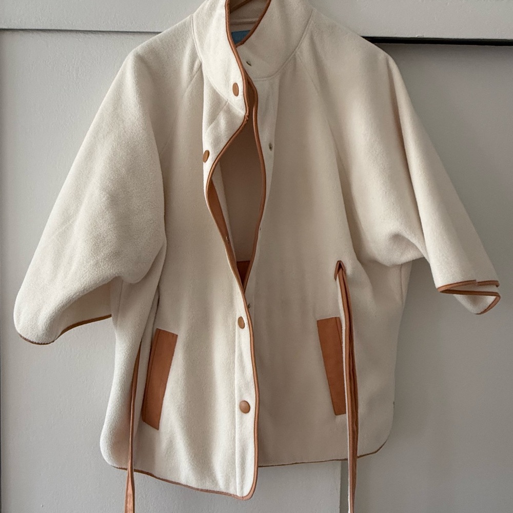 Draper James Cream Cape with Tan Trim
